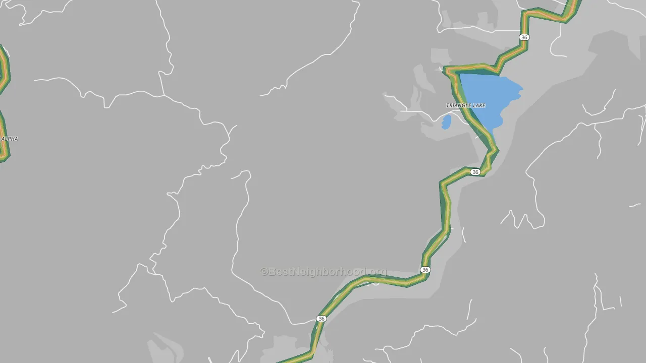 Triangle Lake, OR Map of Noise Levels in Triangle Lake