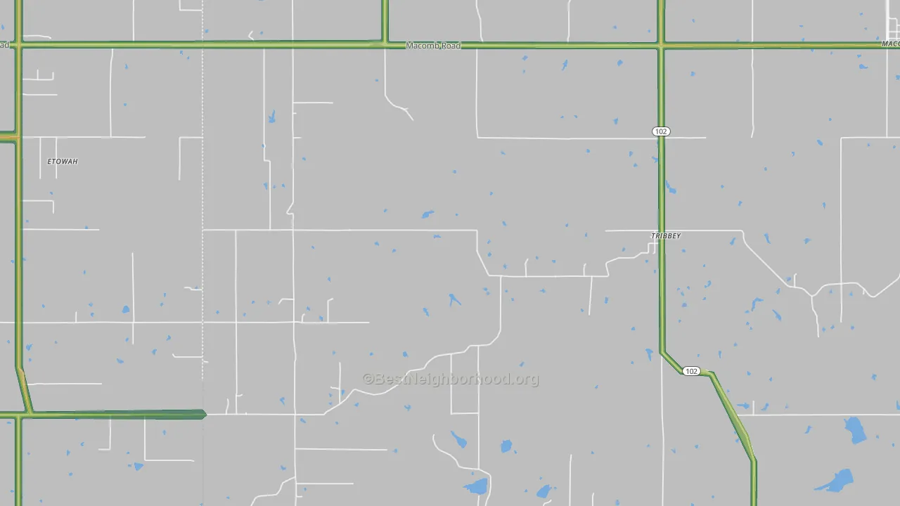 Tribbey, OK Map of Noise Levels in Tribbey