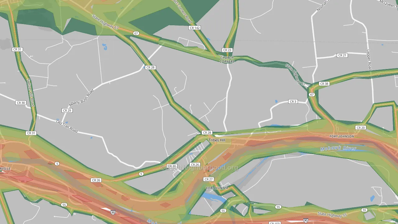 Tribes Hill, NY Map of Noise Levels in Tribes Hill