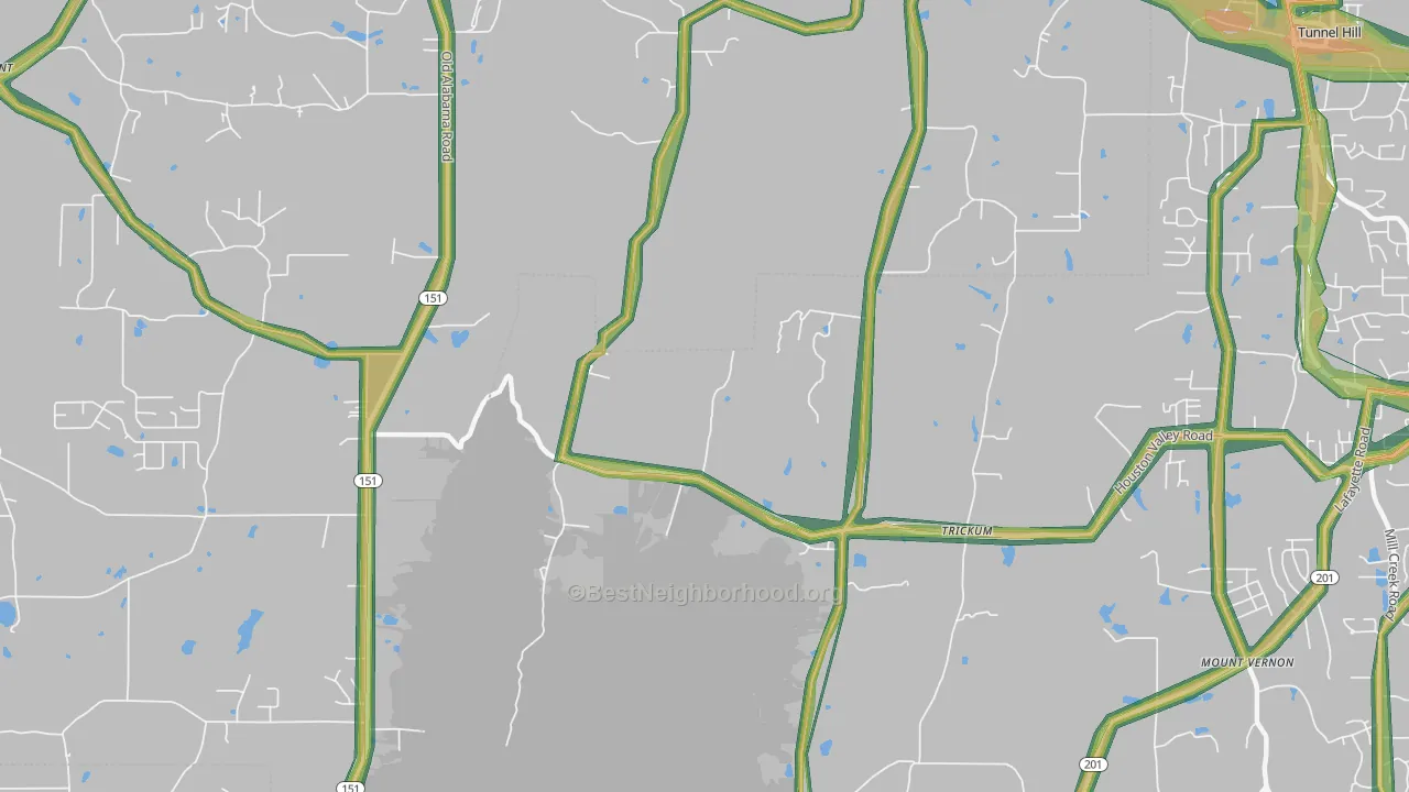 Trickum, GA Map of Noise Levels in Trickum