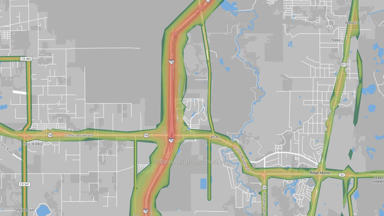 Trilby, FL Map of Noise Levels in Trilby