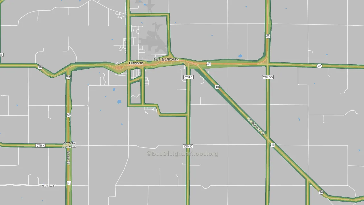 Trimbelle, WI Map of Noise Levels in Trimbelle