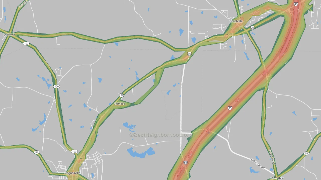 Trimble, GA Map of Noise Levels in Trimble