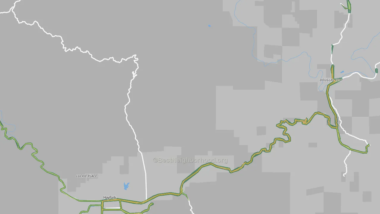 Trinity County, CA Map of Noise Levels in Trinity County