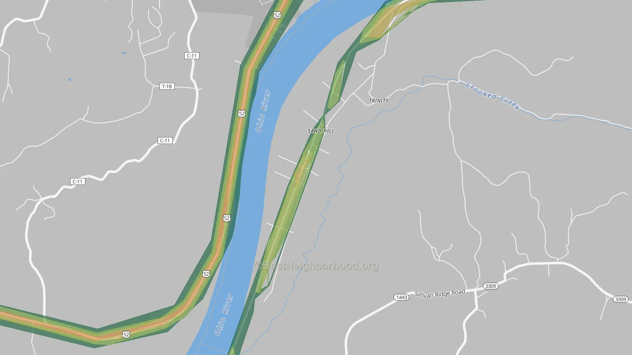 Trinity, KY Map of Noise Levels in Trinity