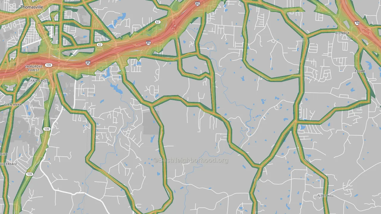 Trinity, NC Map of Noise Levels in Trinity