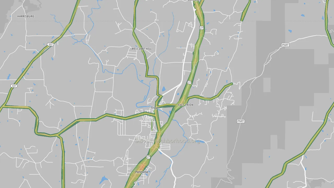 Trion, GA Map of Noise Levels in Trion
