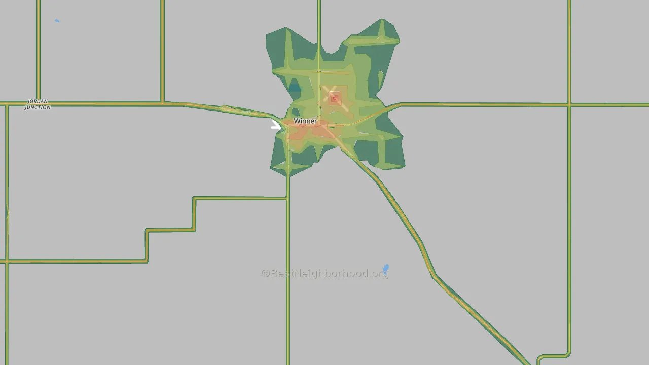 Tripp County, SD Map of Noise Levels in Tripp County
