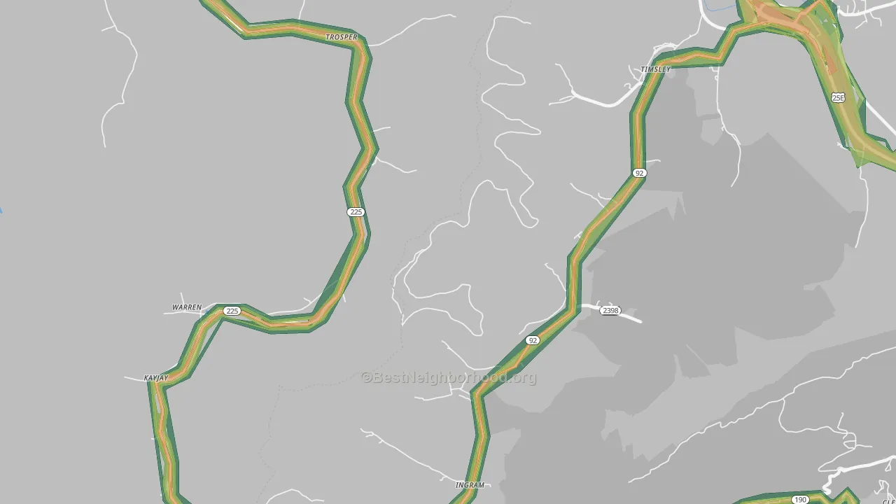 Trosper, KY Map of Noise Levels in Trosper