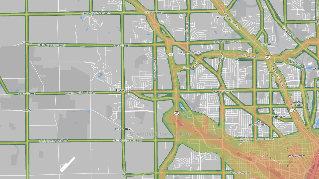 Trotwood, OH Map of Noise Levels in Trotwood