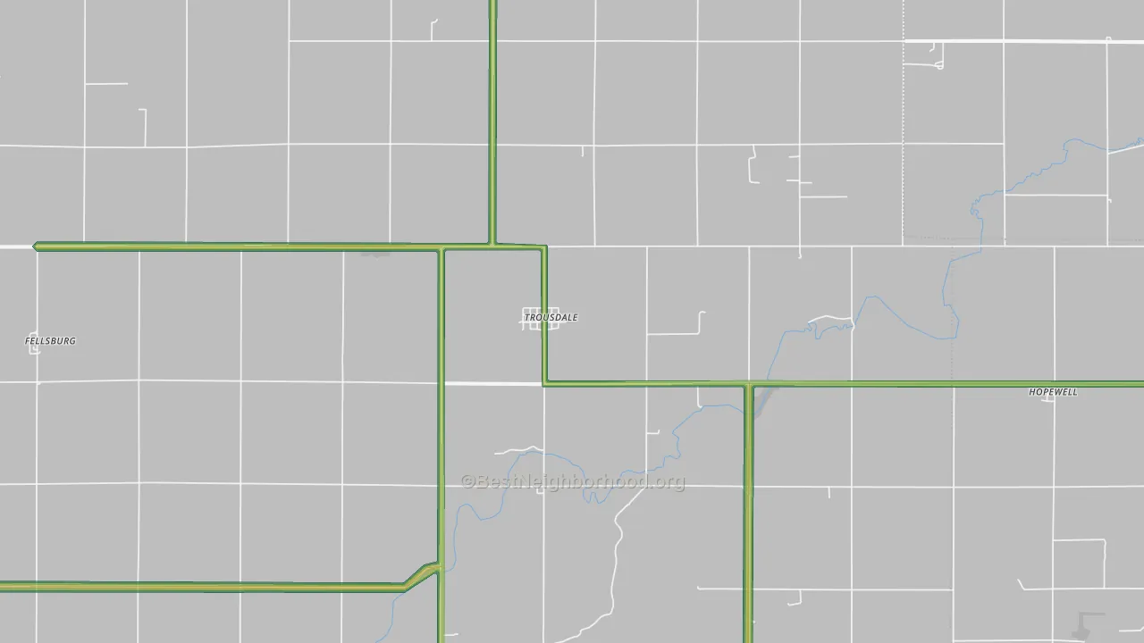 Trousdale, KS Map of Noise Levels in Trousdale