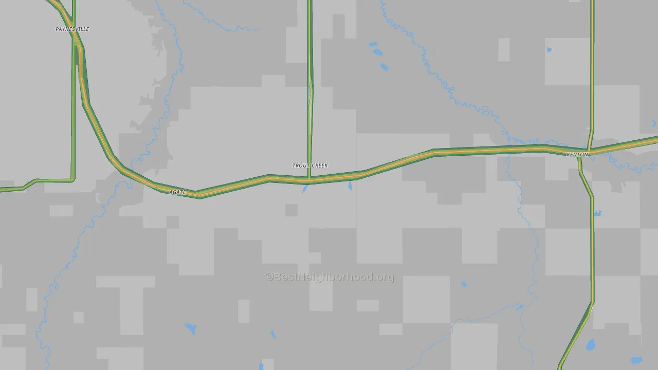 Trout Creek, MI Map of Noise Levels in Trout Creek
