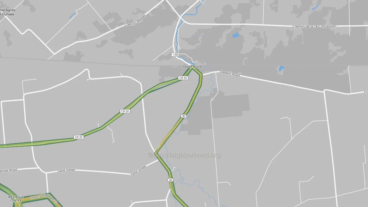 Trout River, NY Map of Noise Levels in Trout River