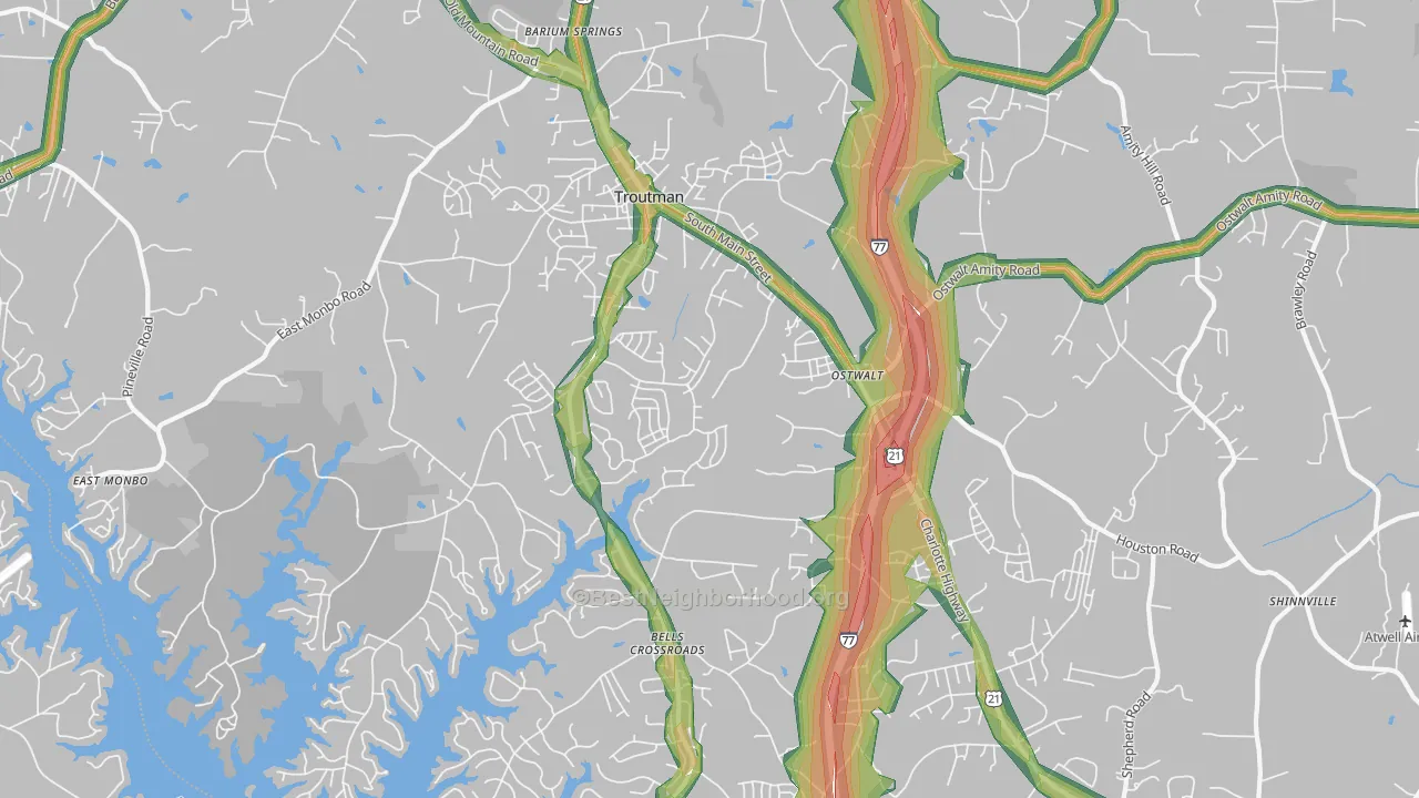 Troutman, NC Map of Noise Levels in Troutman