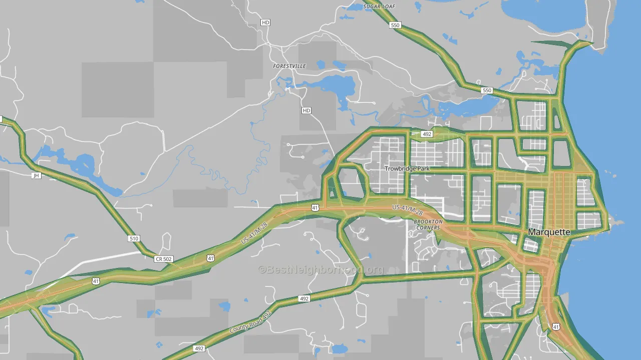Trowbridge Park, MI Map of Noise Levels in Trowbridge Park