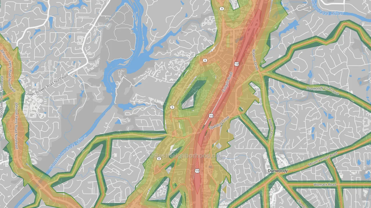 Trowbridge Square, Sandy Springs, GA Map of Noise Levels in Trowbridge Square