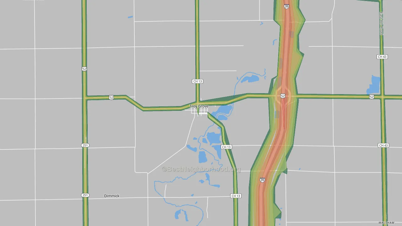 Troy Grove, IL Map of Noise Levels in Troy Grove
