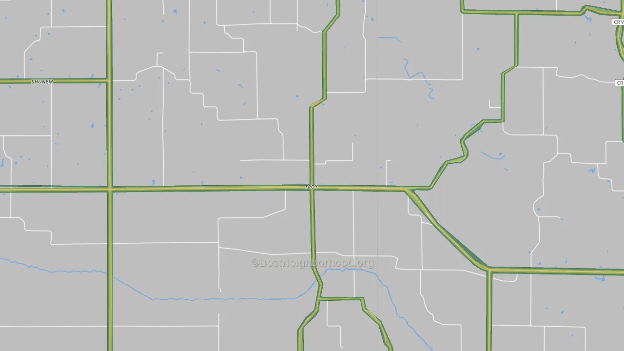 Troy, IA Map of Noise Levels in Troy