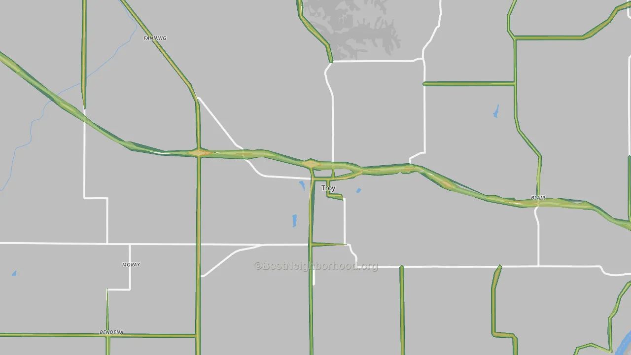 Troy, KS Map of Noise Levels in Troy