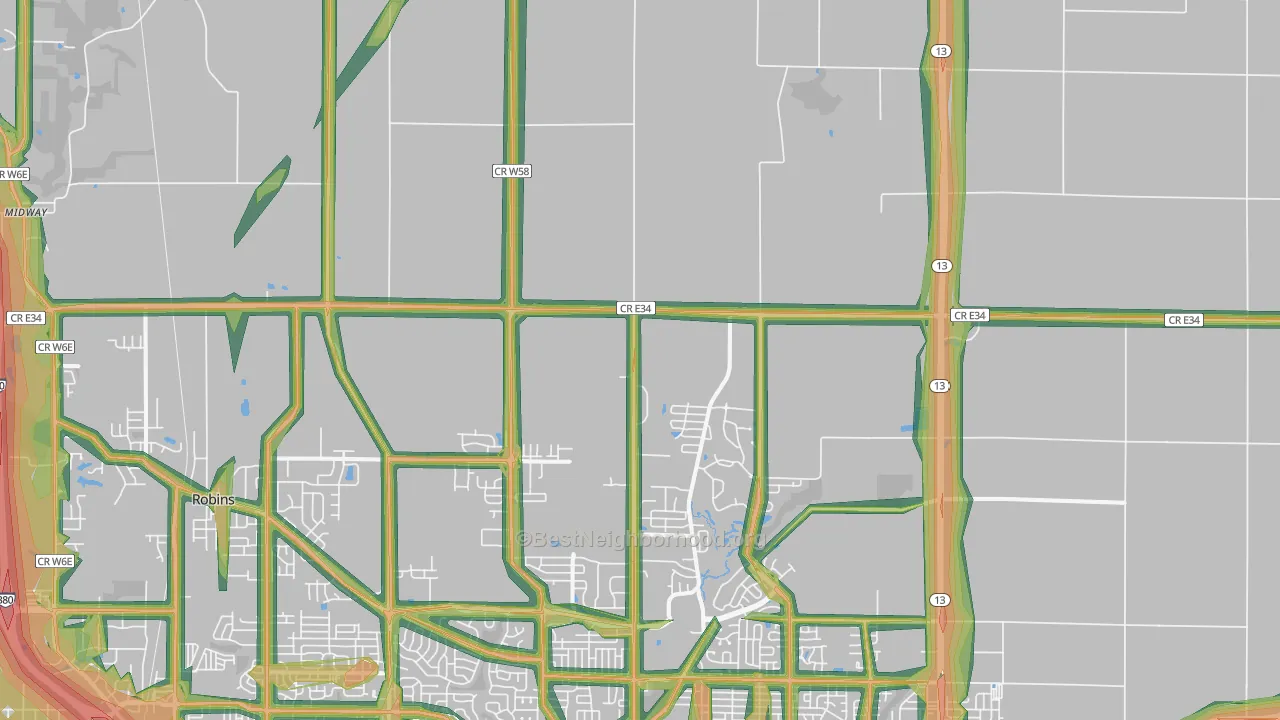 Troy Mills, IA Map of Noise Levels in Troy Mills