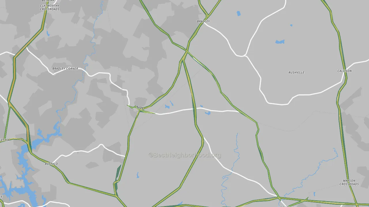 Troy, SC Map of Noise Levels in Troy