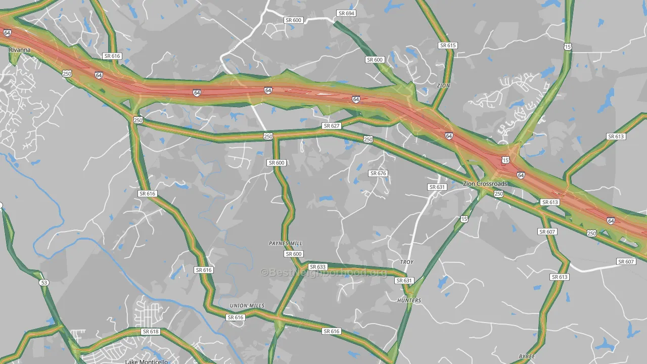 Troy, VA Map of Noise Levels in Troy