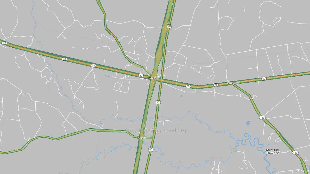 Trudie, GA Map of Noise Levels in Trudie