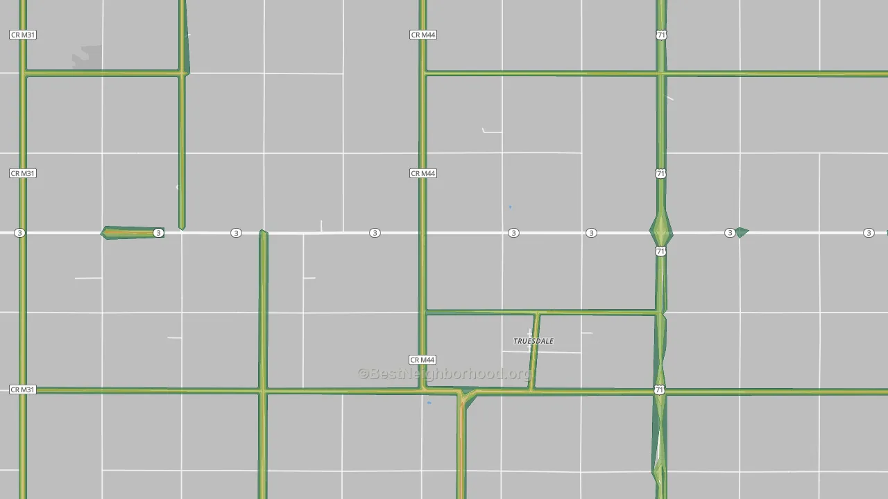 Truesdale, IA Map of Noise Levels in Truesdale