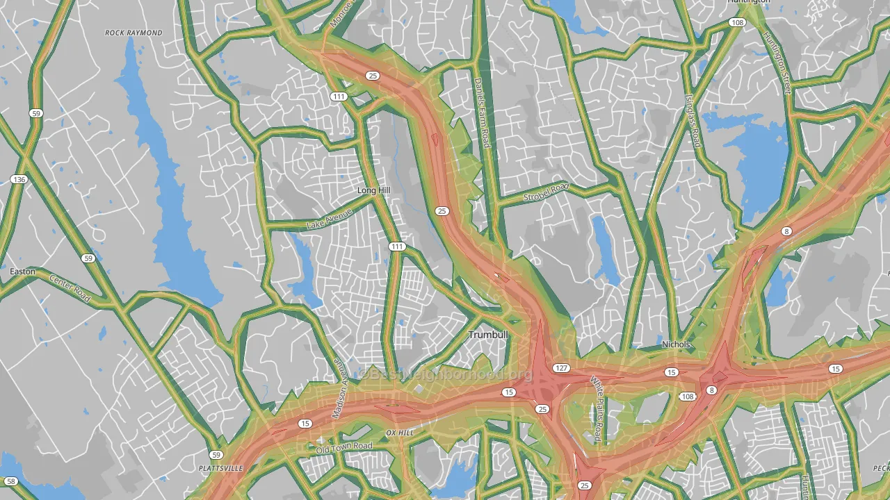Trumbull, CT Map of Noise Levels in Trumbull
