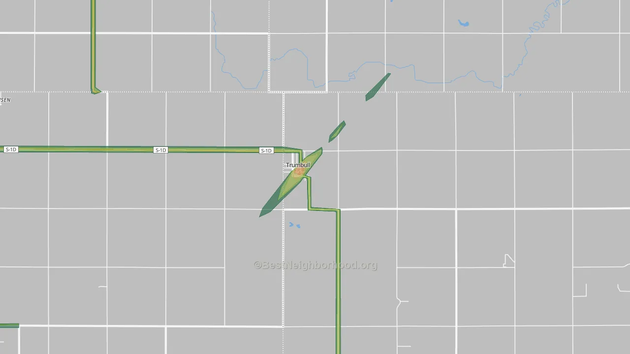 Trumbull, NE Map of Noise Levels in Trumbull