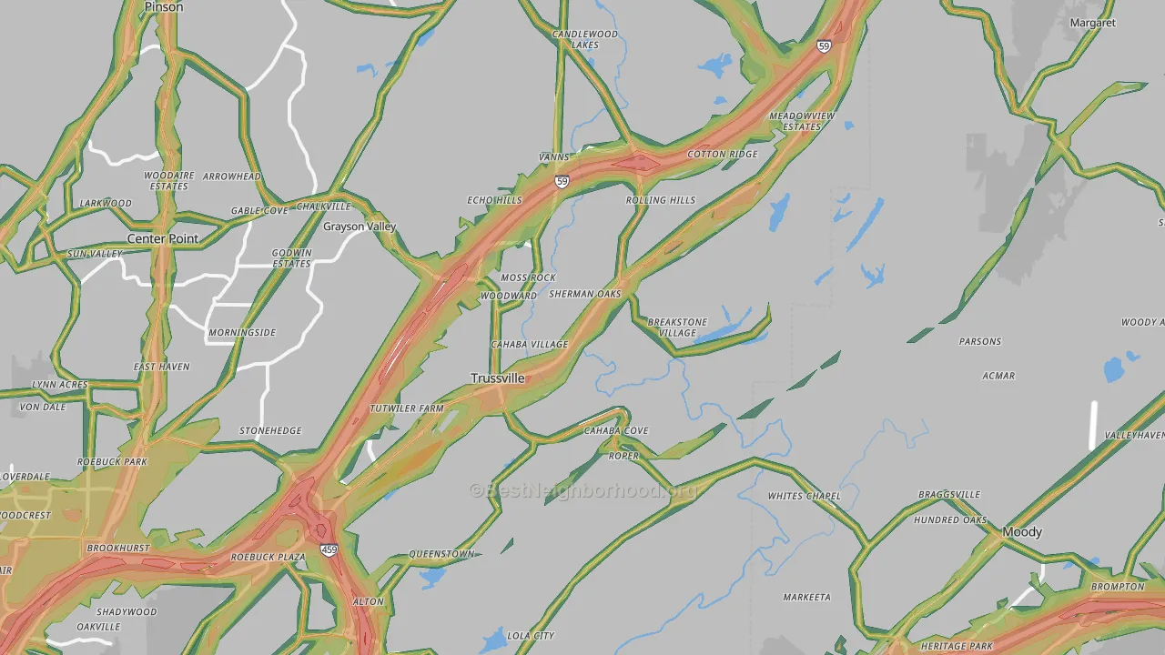 Trussville, AL Map of Noise Levels in Trussville