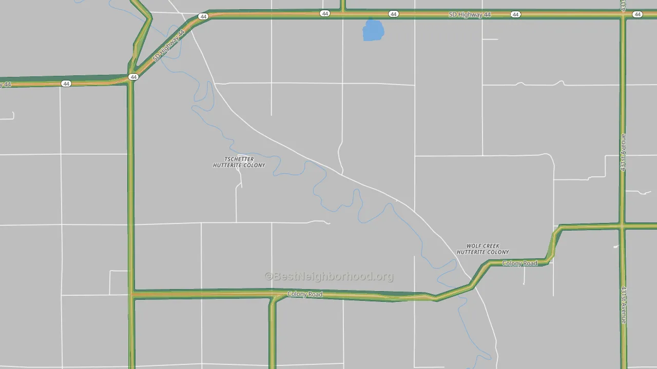 Tschetter Colony, SD Map of Noise Levels in Tschetter Colony