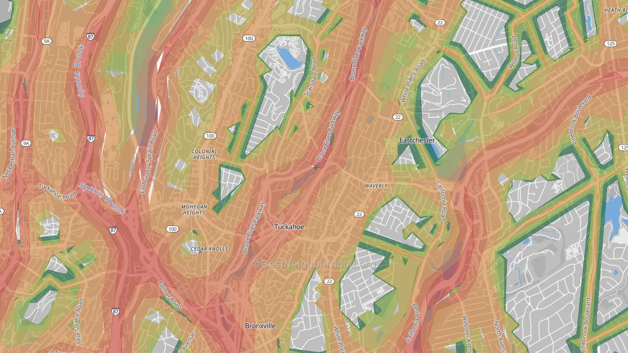 Tuckahoe, NY Map of Noise Levels in Tuckahoe