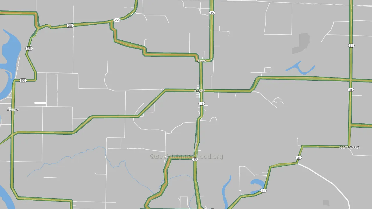 Tucker, AR Map of Noise Levels in Tucker