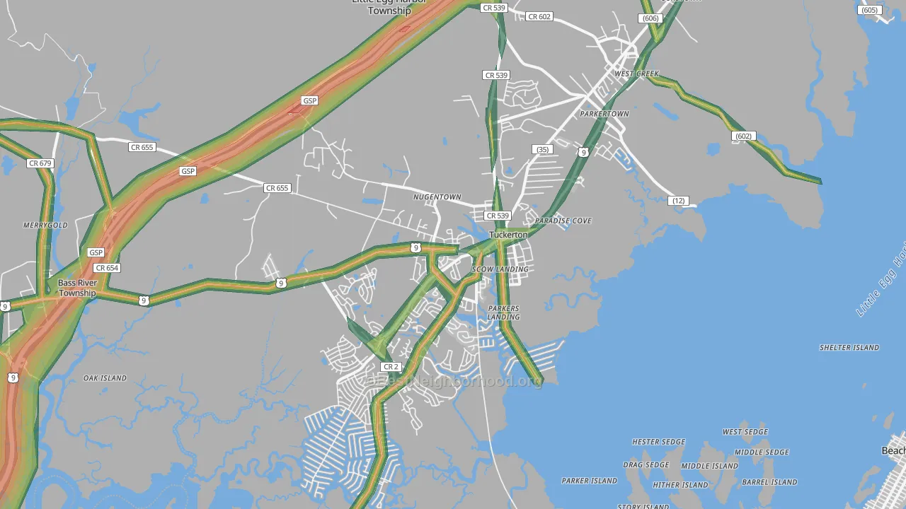 Tuckerton, NJ Map of Noise Levels in Tuckerton