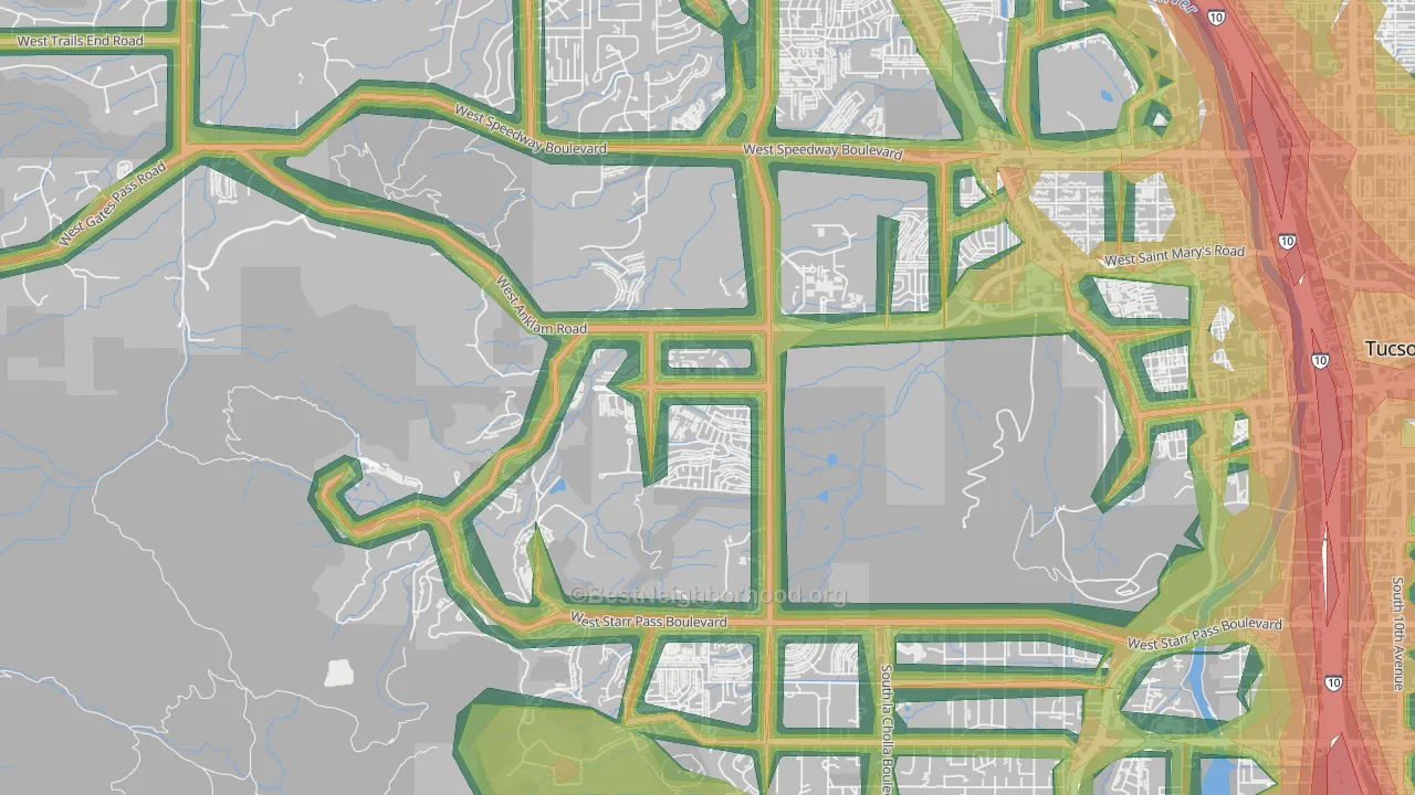 Tucson Park West, Tucson, AZ Map of Noise Levels in Tucson Park West