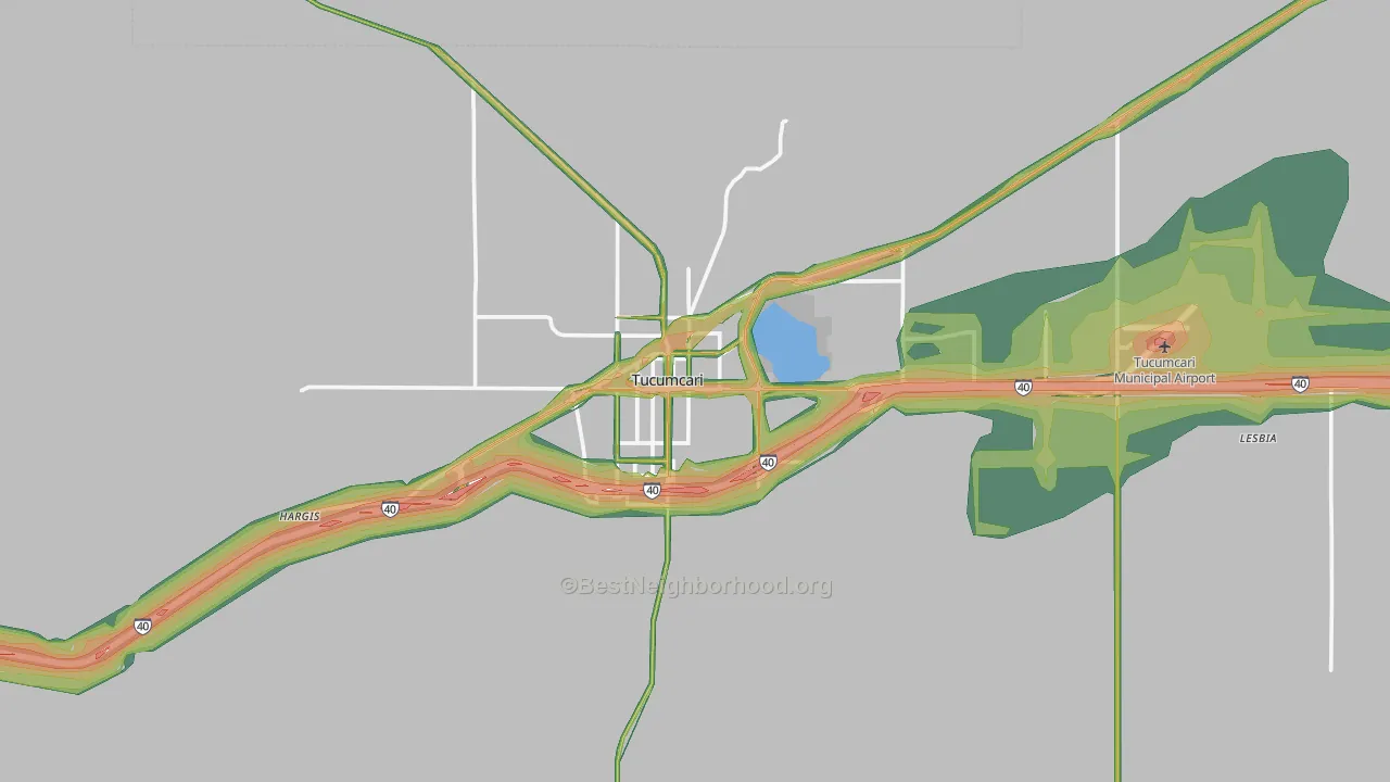 Tucumcari, NM Map of Noise Levels in Tucumcari