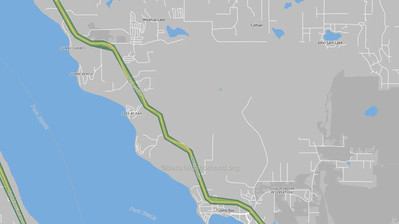Tulalip, WA Map of Noise Levels in Tulalip