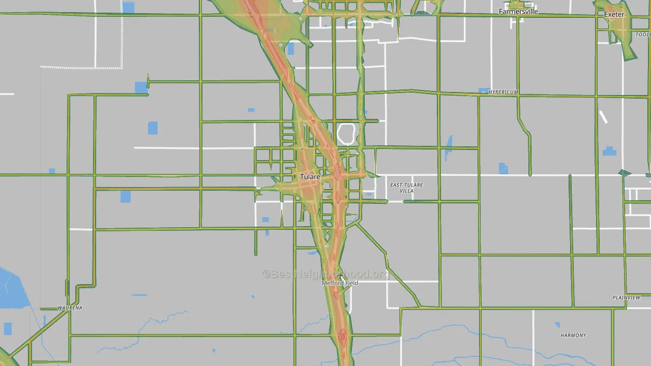 Tulare, CA Map of Noise Levels in Tulare
