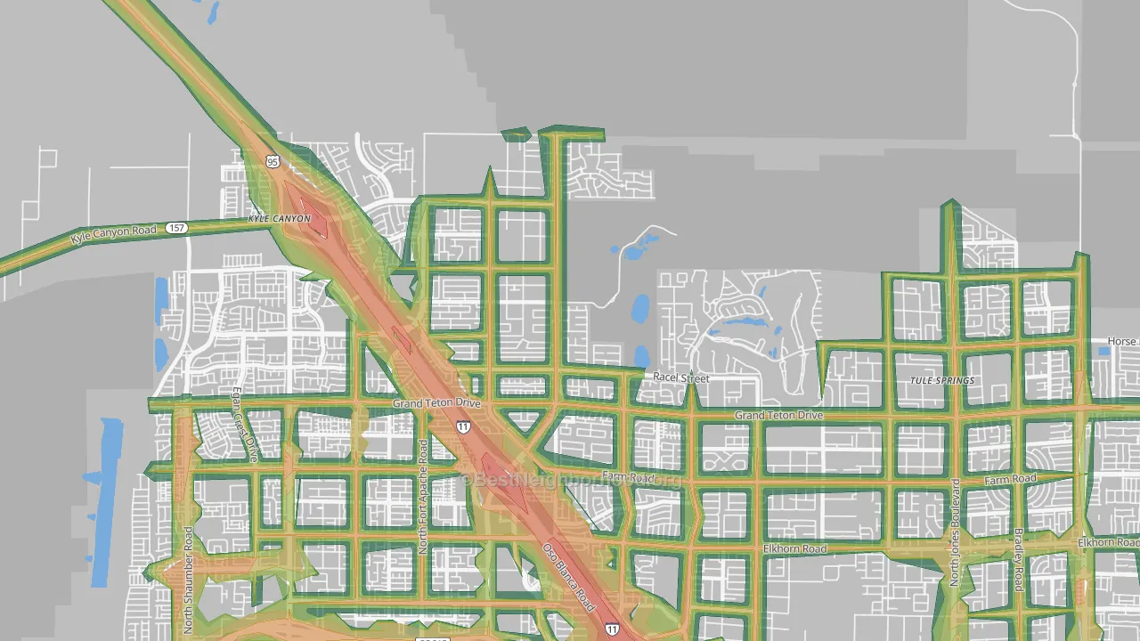 Tule Springs, Las Vegas, NV Map of Noise Levels in Tule Springs
