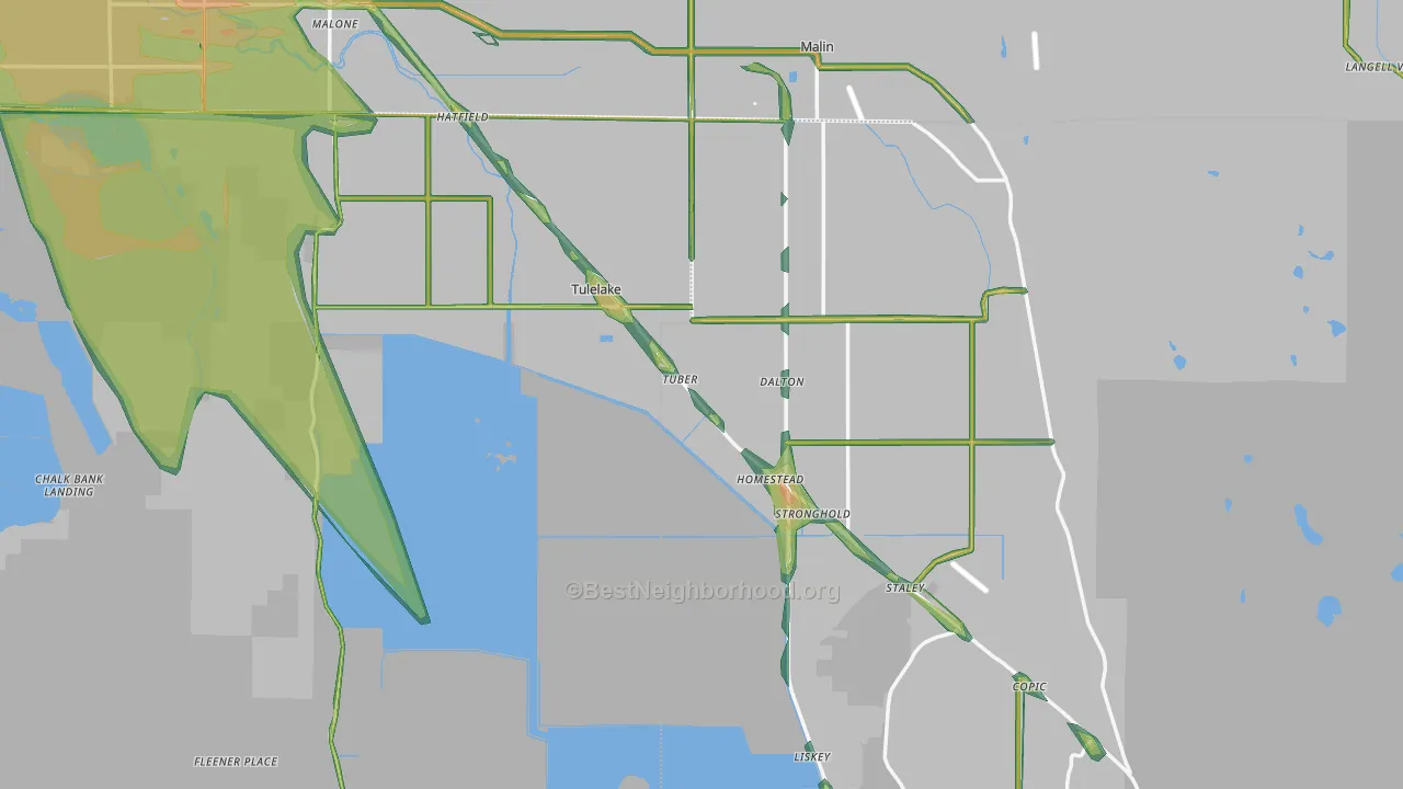 Tulelake, CA Map of Noise Levels in Tulelake