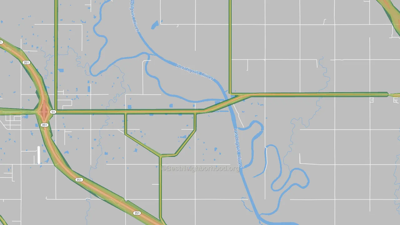 Tullahassee, OK Map of Noise Levels in Tullahassee
