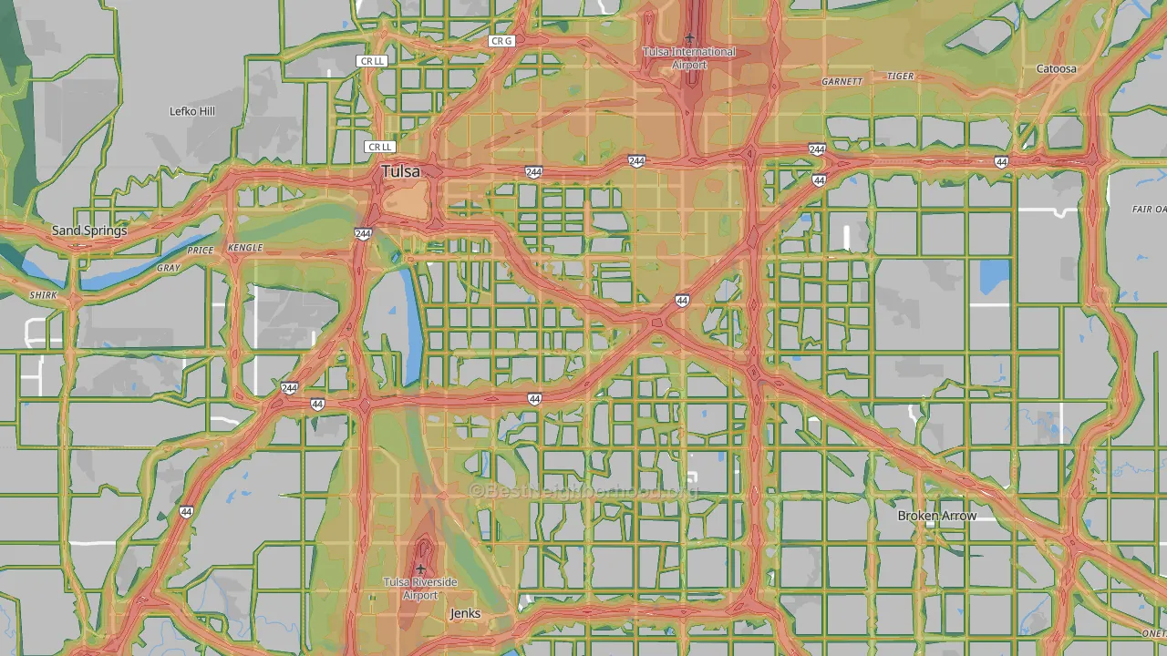 Tulsa, OK Map of Noise Levels in Tulsa