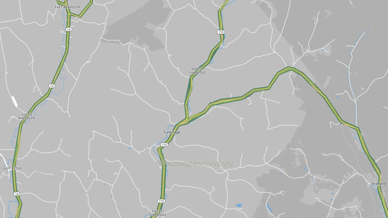 Tunbridge, VT Map of Noise Levels in Tunbridge