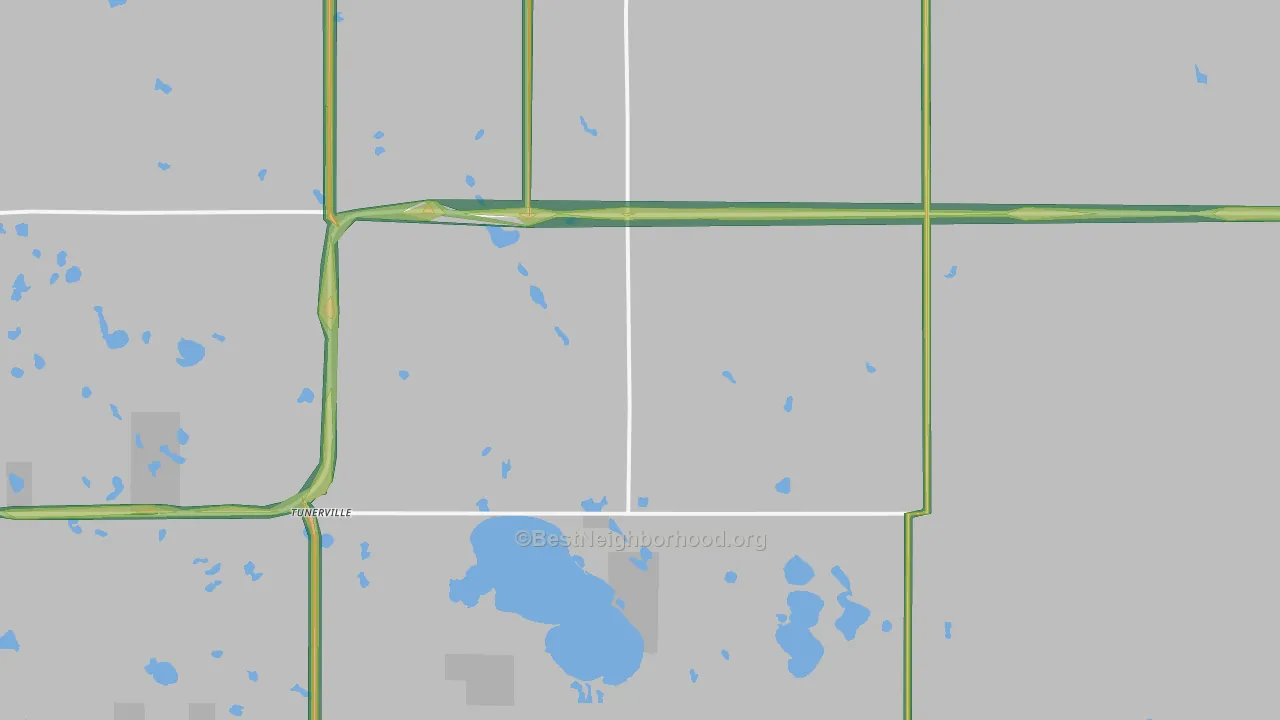 Tunerville, SD Map of Noise Levels in Tunerville