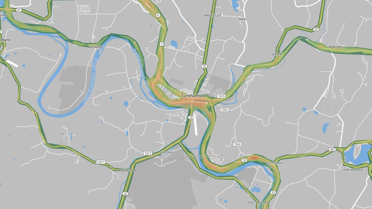 Tunkhannock, PA Map of Noise Levels in Tunkhannock