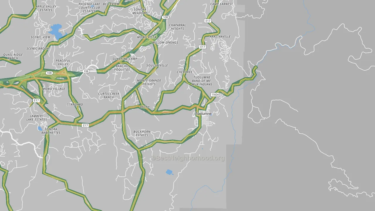 Tuolumne, CA Map of Noise Levels in Tuolumne