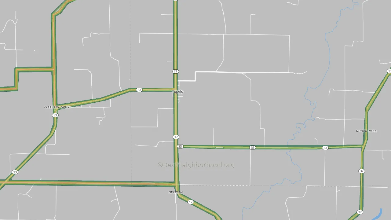 Tupelo, AR Map of Noise Levels in Tupelo