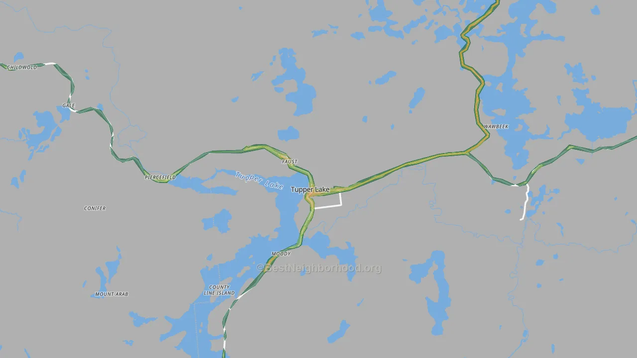 Tupper Lake, NY Map of Noise Levels in Tupper Lake