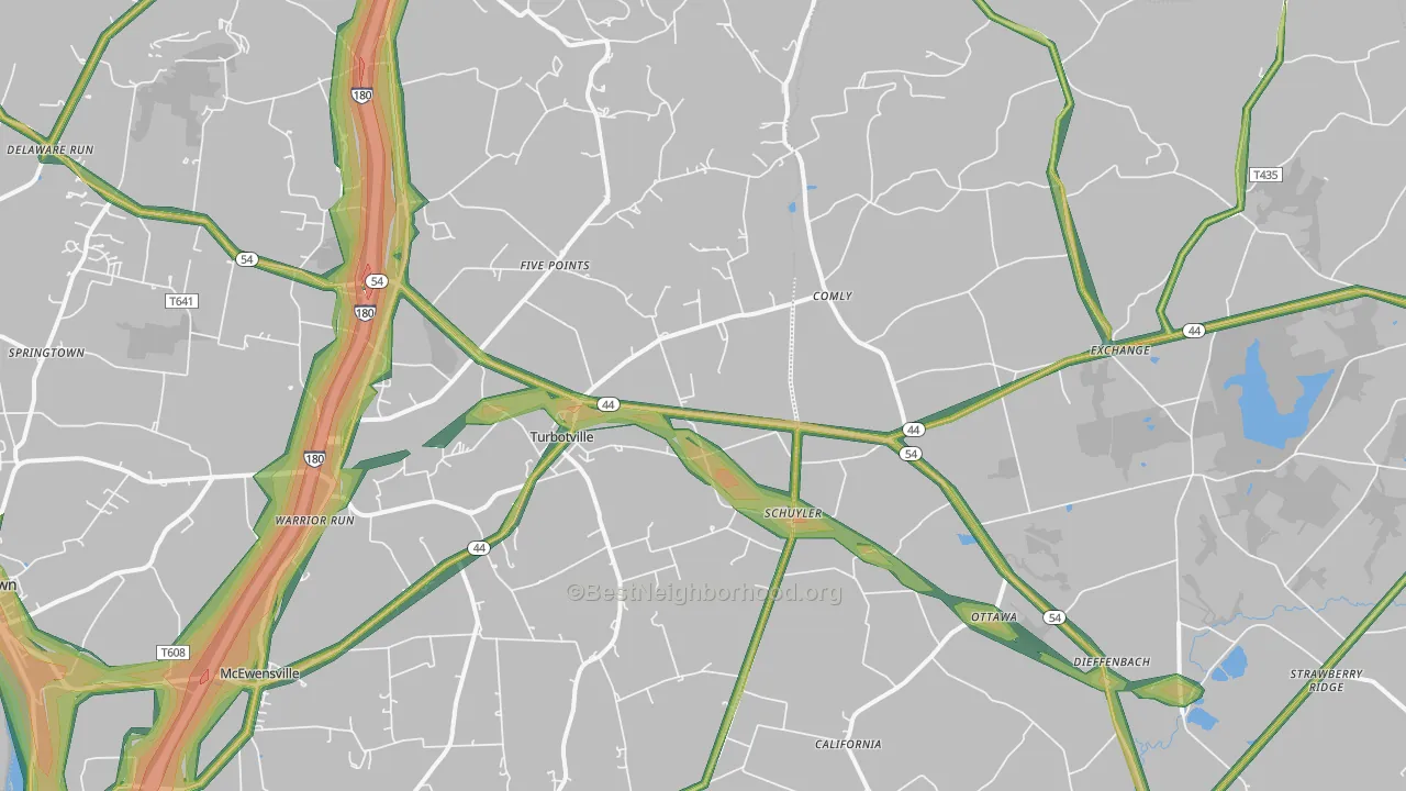Turbotville, PA Map of Noise Levels in Turbotville